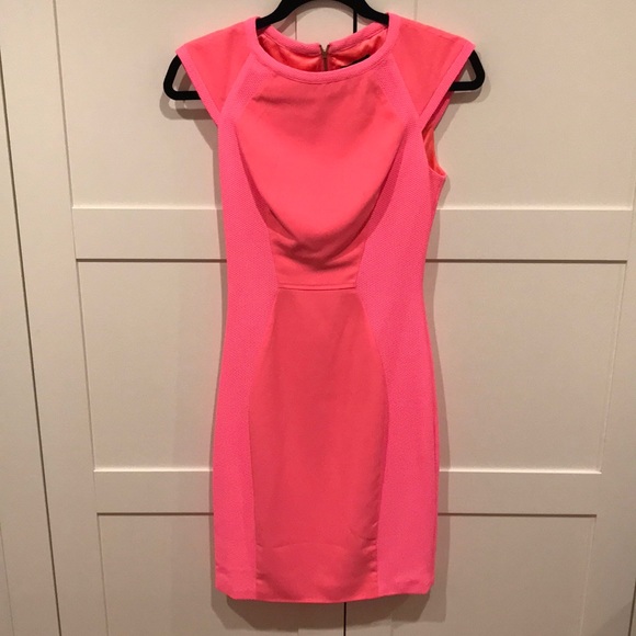 strapless open back dress BRAND NEW TED BAKER NISTEE NEON PINK PLEATED SIDE SKATER DRESS SIZE 3 –  Whispers Dress Agency main image 1